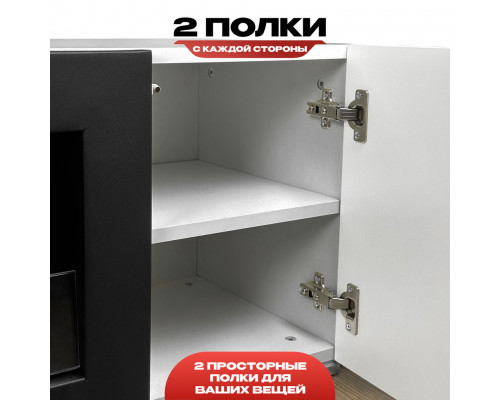 Тумба под ТВ с биокамином SteelHeat LIVORNO IMPULSE 140 см (корпус серый / фасады гротто гранит)